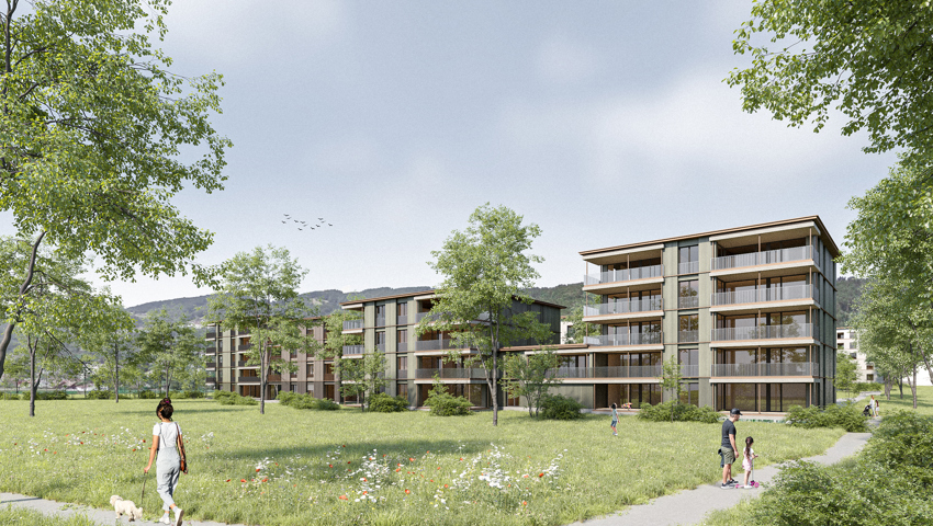 Sicht ab der Säntisstrasse. Sicht ab der Säntisstrasse.