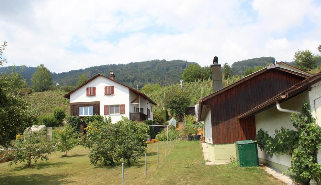 Hinter Häusern an der Staatsstrasse, am Balger Hang, entstehen neue Mehrfamilienhäuser.
