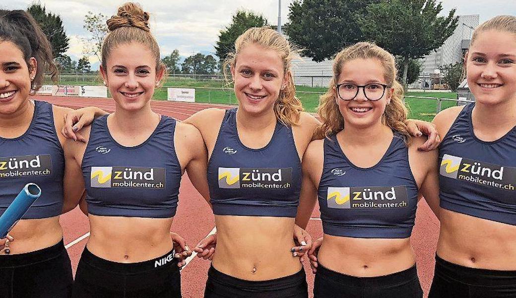Staffel U18W: (v. l.) Alessia Omlin, Chantal Keel, Aylin Rudolph, Alisa Buschor, Lena Bischofberger (es fehlt Lea Hungerbühler).