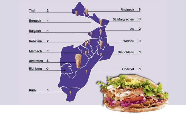 Mit alles, ohne scharf: So viele Kebab-Buden gibt es im Rheintal