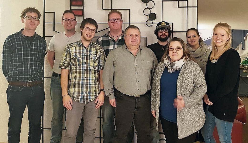 Musikkommission und Vorstand, von links: Armin Risch, Roman Imper, Joel Laub, Patrick Ruppanner, Daniel Forrer, Markus Lutz, Martina Gassner, Karin Lutz und Lea Meier. 
