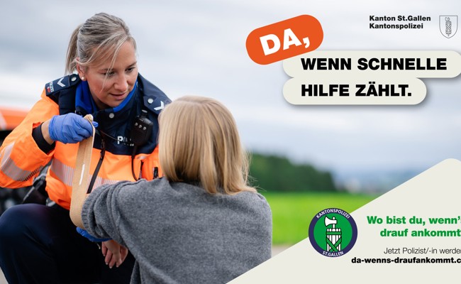 «Da, wenn’s drauf ankommt»: Die Kantonspolizei bekämpft den Personalmangel mit einer Kampagne