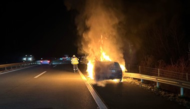 Auf der A13 ging am frühen Morgen ein Auto in Flammen auf