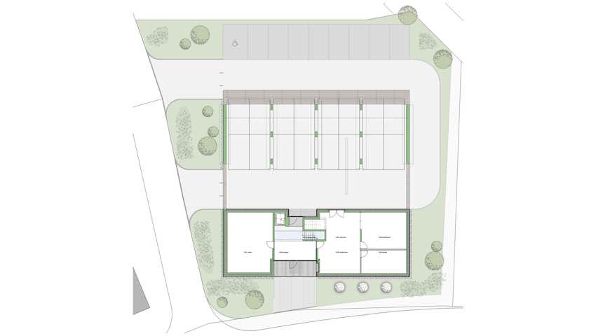 Der ebenerdige Grundriss des Gebäudes. Der ebenerdige Grundriss des Gebäudes.