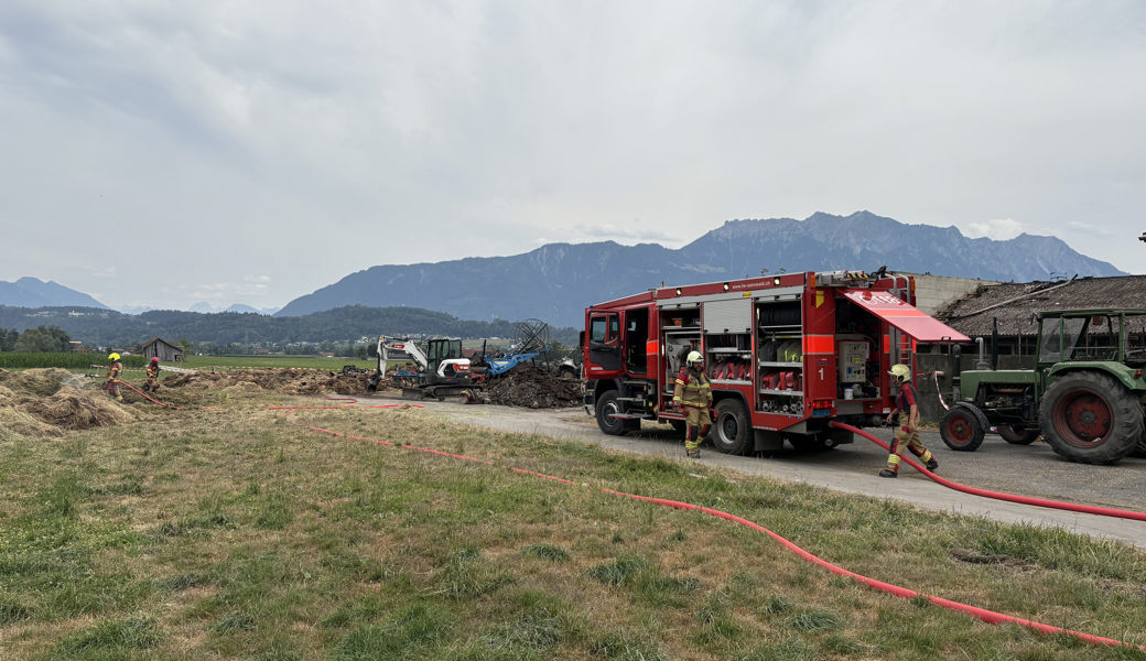 Rauchender Heuhaufen beschäftigt Feuerwehr erneut