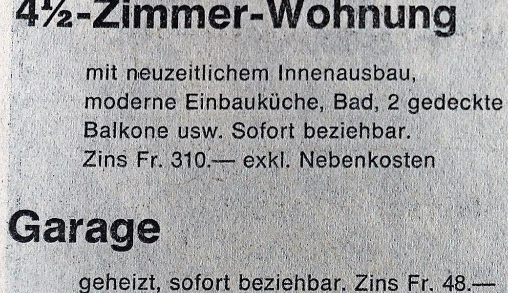3-Zimmer-Wohnung in Altstätten 1968. 