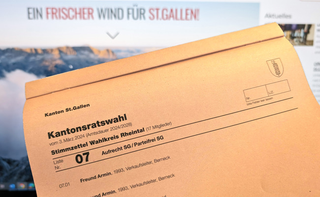 Kantonsratswahlen 2024: Liste Nr. 7 - Aufrecht SG / Parteifrei SG