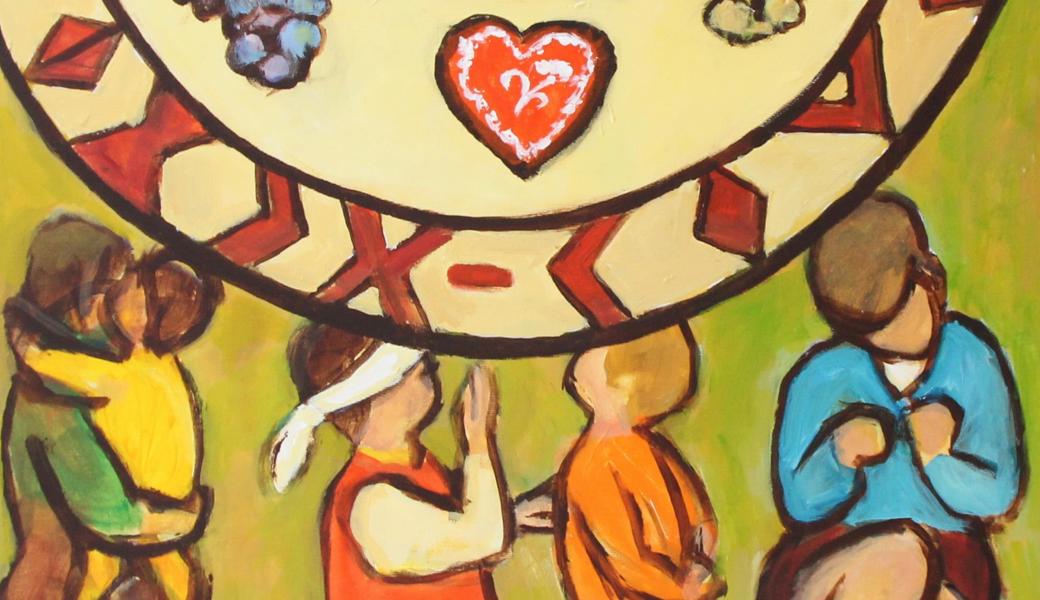 «Kommt, alles bereit!», lautet der Titel des von Rezka  Arnuš geschaffenen Bildes. 
 «Kommt, alles bereit!», lautet der Titel des von Rezka  Arnuš geschaffenen Bildes.