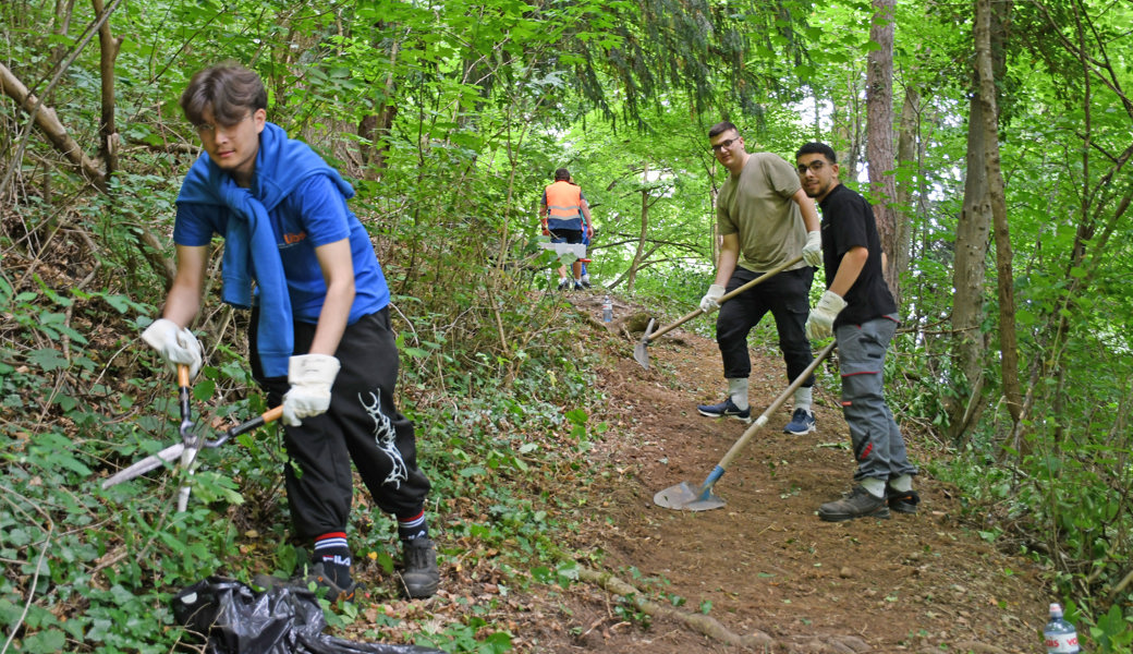 Leroy Reich wird Polymechaniker, im Moment arbeitet er aber am Wild-Stiften-Weg im Wald