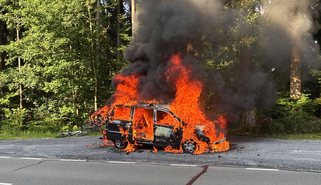 Das Auto warnte per Signal den Fahrer – kurz darauf stand es am Stoss in Flammen