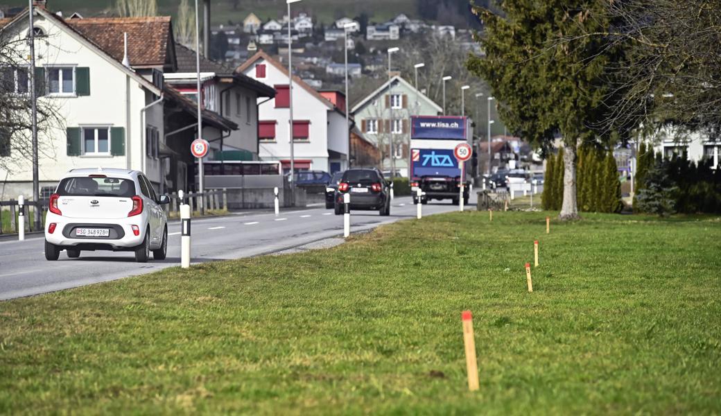 Hier werden die St. Gallisch-Appenzellischen Kraftwerke ein Trasse für eine erdverlegte 20000-Volt-Leitung bauen.