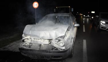 Karambolage mit Autobrand zwischen Oberriet und Altstätten