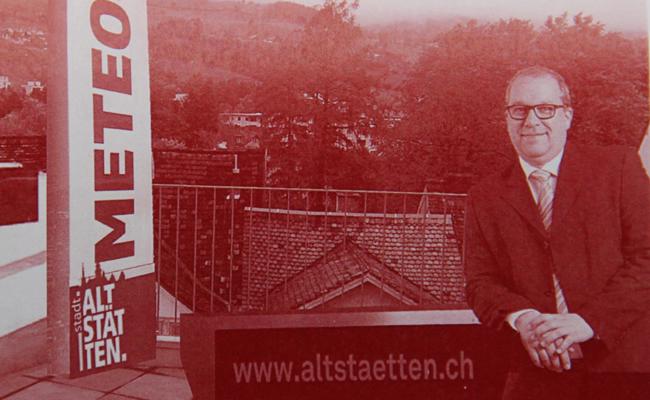 Stadtpräsident auf Meteo-Dach