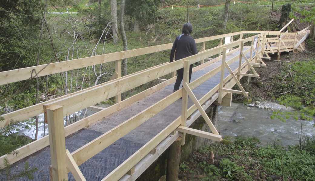 Im unteren Bereich von Heiden ermöglicht eine Fussgängerbrücke das Überqueren des Mattenbachs.