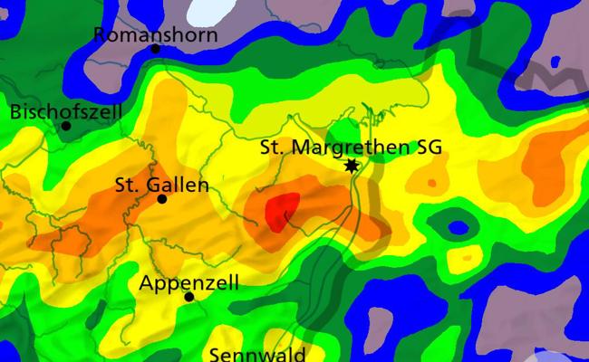 Wetterwarung: Starkregen im Rheintal