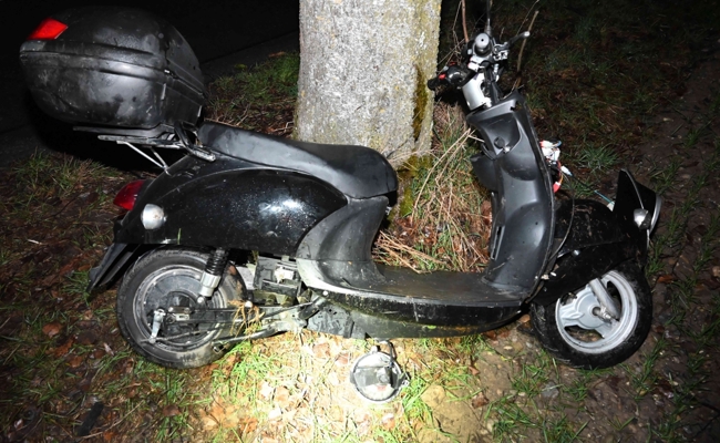 In fahrunfähigem Zustand mit einem E-Roller in einen Baum gefahren