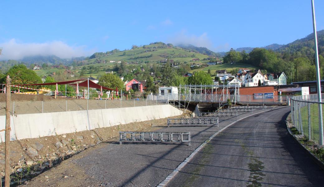 Nach der Rodung im letzten Jahr wegen der Bachverbauung sieht es bei der Badanlage so aus.