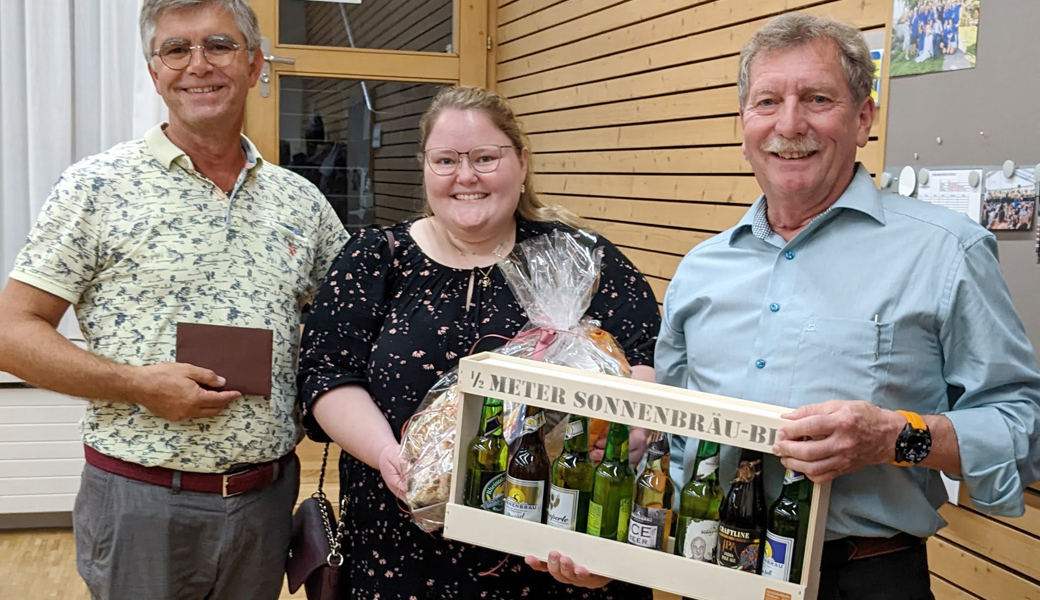 Beat Sieber, Franziska Baruk-Sennhuser und Urs Reifler (v.l.) wurden für 40, 10 und 50 Jahre Mitgliedschaft im MV Konkordia Au geehrt.  Beat Sieber, Franziska Baruk-Sennhuser und Urs Reifler (v.l.) wurden für 40, 10 und 50 Jahre Mitgliedschaft im MV Konkordia Au geehrt.