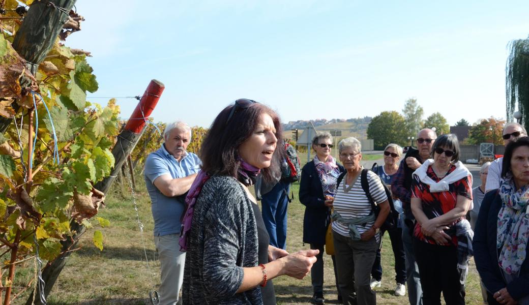 Ulrike Gondel-Kappus (Weingut Dopff au Moulin in Riquewihr, links) erklärt den Leserinnen und Lesern, was einen Grand Crus auszeichnet. Es ist ein Wein von hoher Qualität.