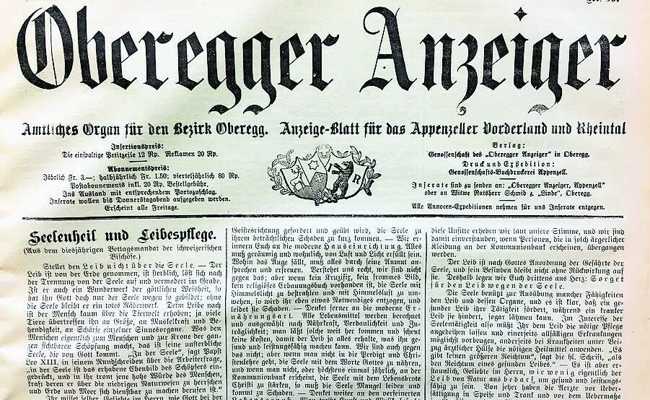 Die historischen Ausgaben des «Oberegger Anzeiger» gehen online
