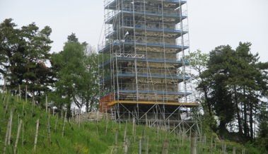 Historisches Wahrzeichen im Baugerüst: Burgruine Grimmenstein wird saniert