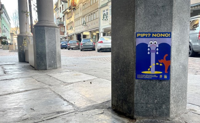 Mit Plakaten gegen wild pinkelnde Hunde: «Pipi-Pausen bitte im Grünen»