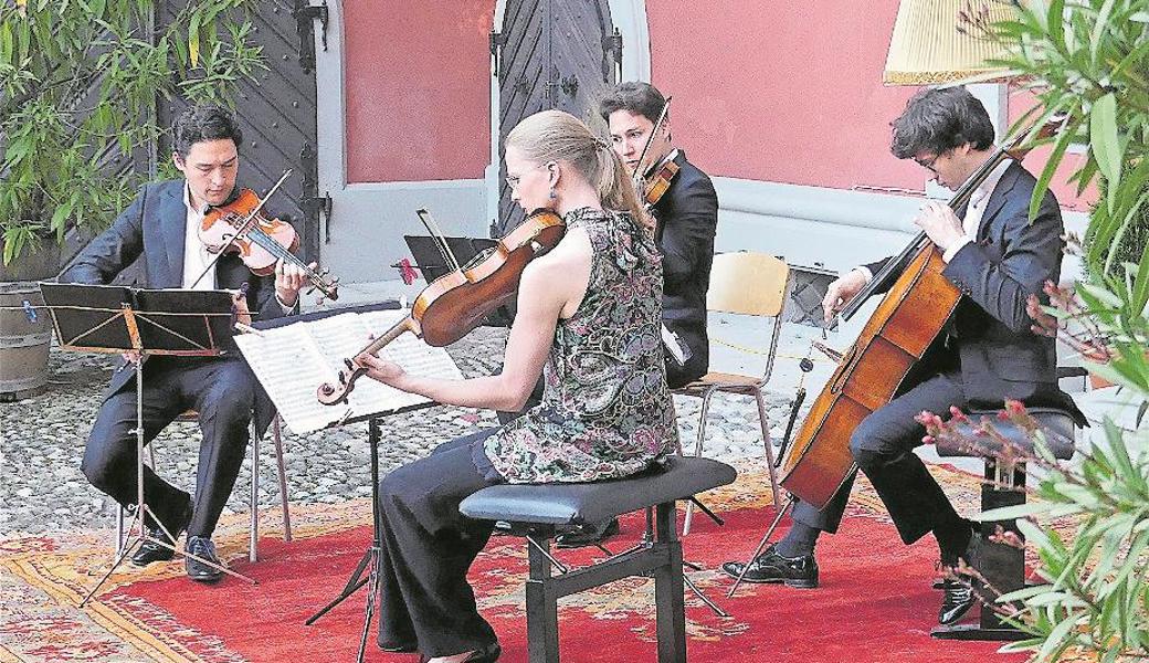 Das Schumann Quartett, bestehend aus (v. l.) Erik Schumann (Violine), Ken Schumann (Violine), Liisa Randalu (Viola) und Mark Schumann (Violoncello) bereitete allen einen vergnüglichen Abend. 