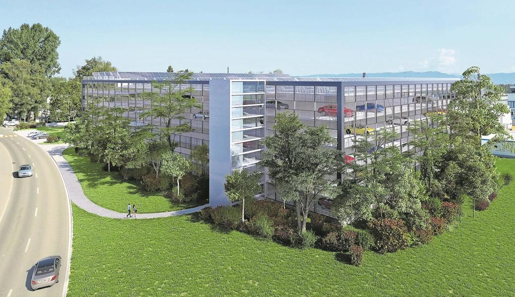 Das Erscheinungsbild des Parkhauses ist noch offen: Diese Variante zeigt eine mit Pflanzen bestückte Fassade.