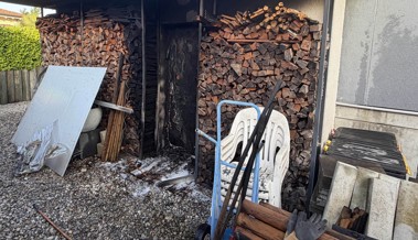 Holzstapel fing Feuer, weil Mann in der Nähe Unkraut abbrannte