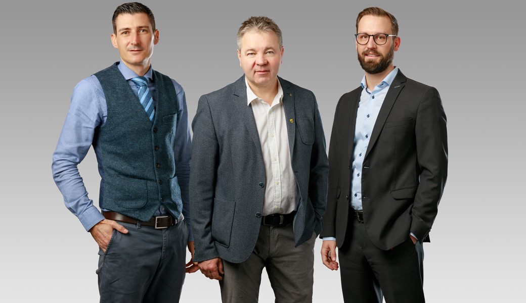 Stellen ihr Amt in der GPK zur Verfügung: Alex Schnyder, Christoph Schumacher, Manuel Breu (von links).