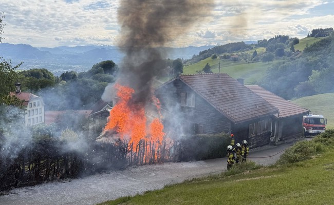 Gartenhaus in Wolfhalden gerät in Vollbrand – Feuerwehr ist rasch zur Stelle