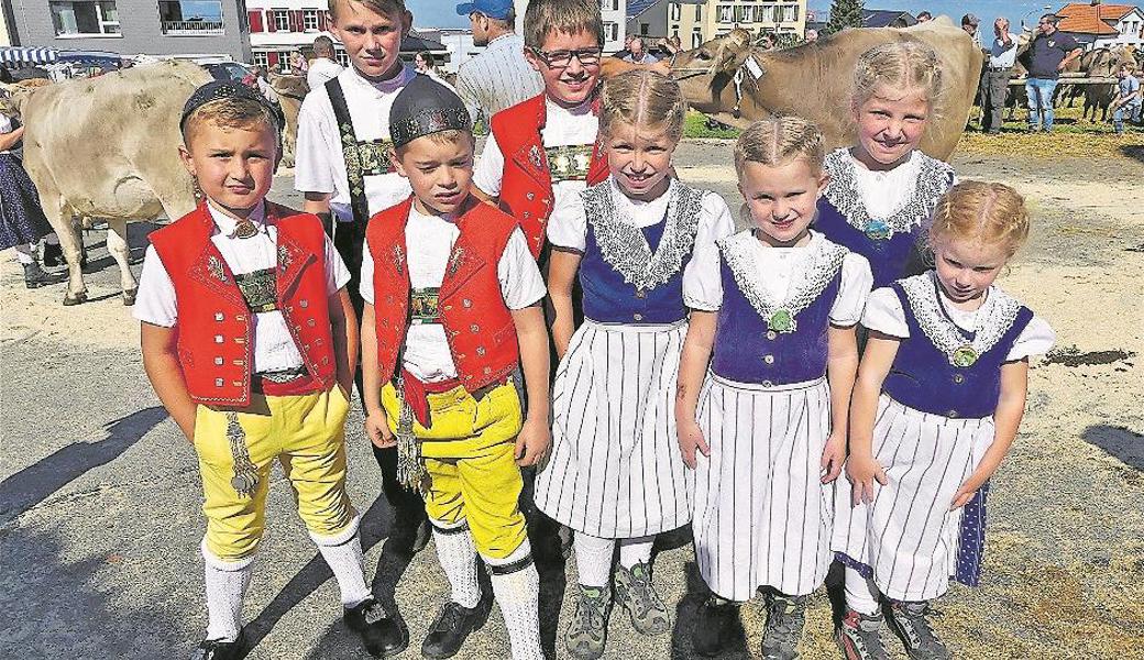 Begutachtet vom zahlreichen Publikum zeigten die stolzen Besitzer ihre schönsten Kühe.