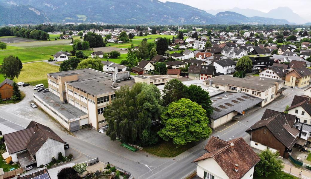 Auf dem ehemaligen Greiner-Areal soll die Wohnüberbaung «Rhystäffeli» entstehen. Ein Gebäude (Bau 64) links im Bild bleibt als Zeitzeuge der Industrie stehen.