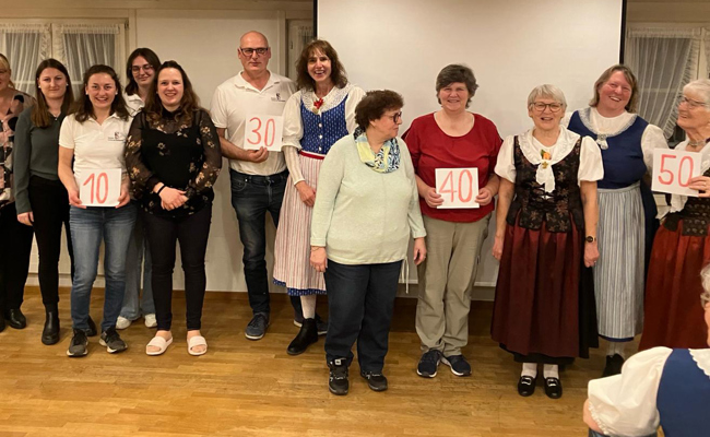 Trachten- und Volkstanzgruppe ehrte langjährige Mitglieder