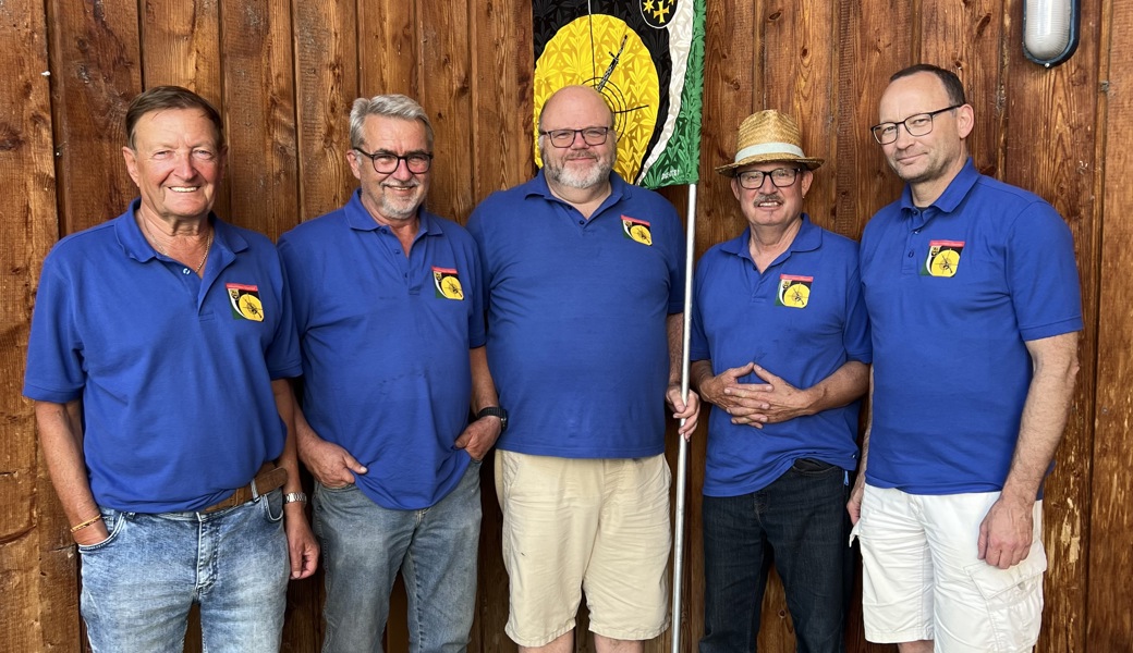 Die erfolgreichsten Oberrieter Schützen am Eidg. Schützenfest in Chur. v.n.l.r. Kurt Marquart, Hans Graf, Bruno Streule, Peter Kretz, Bruno Streule und Rico Wüst. Es fehlt Daniel Stieger. 