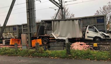 Zug fährt in Lieferwagen mit Schlachtabfällen: Weitere Bilder
