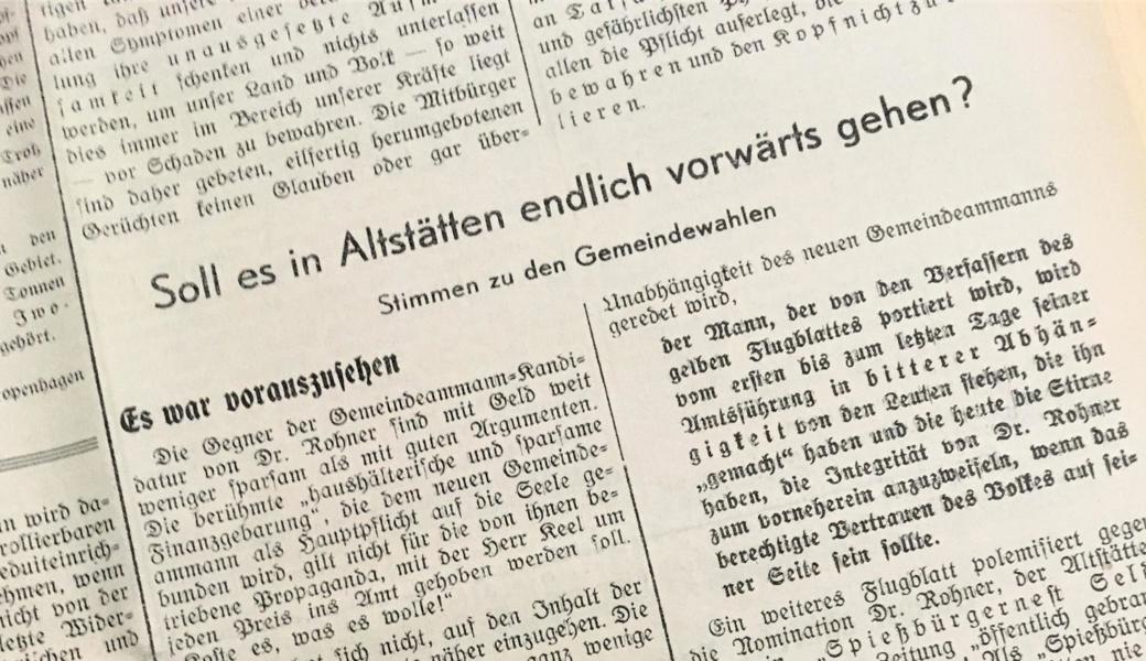 Ein Text von 1945 im «Rheintaler»: Die Frage (hier als Titel) wurde auch später immer wieder gestellt.
