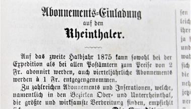 «Rheinthaler»-Abo für 3 Franken