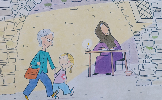 Wie Gabi Ceric Kindern die Geschichte der Wiborada erzählt  – mit Bildern von Patrick Steiger