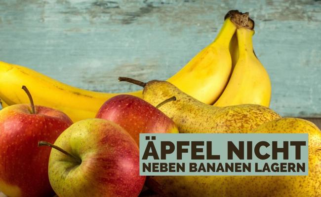 Darum darf man Äpfel nicht neben Bananen lagern