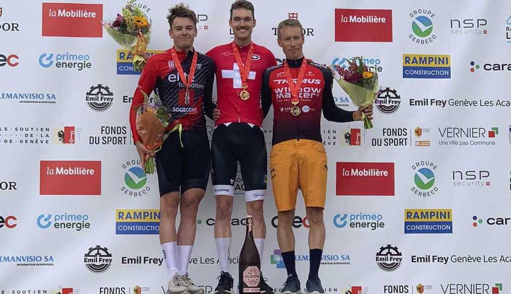 Simon Vitzthum (Mitte) siegte in der Kategorie Elite National vor Noah Bögli (links) und Marcel Wyss.