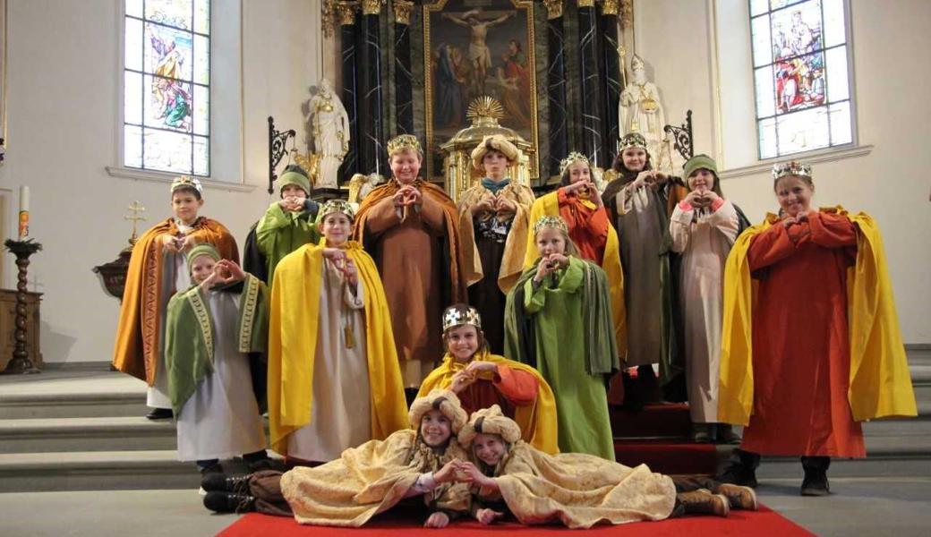Nur eine Momentaufnahme: Einige Oberrieter Sternsinger nach dem Videodreh Anfang Dezember.  