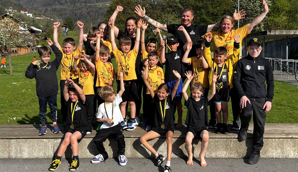 Der Nachwuchs der Ringerstaffel Kriessern am Turnier in Klaus.Bild: pd