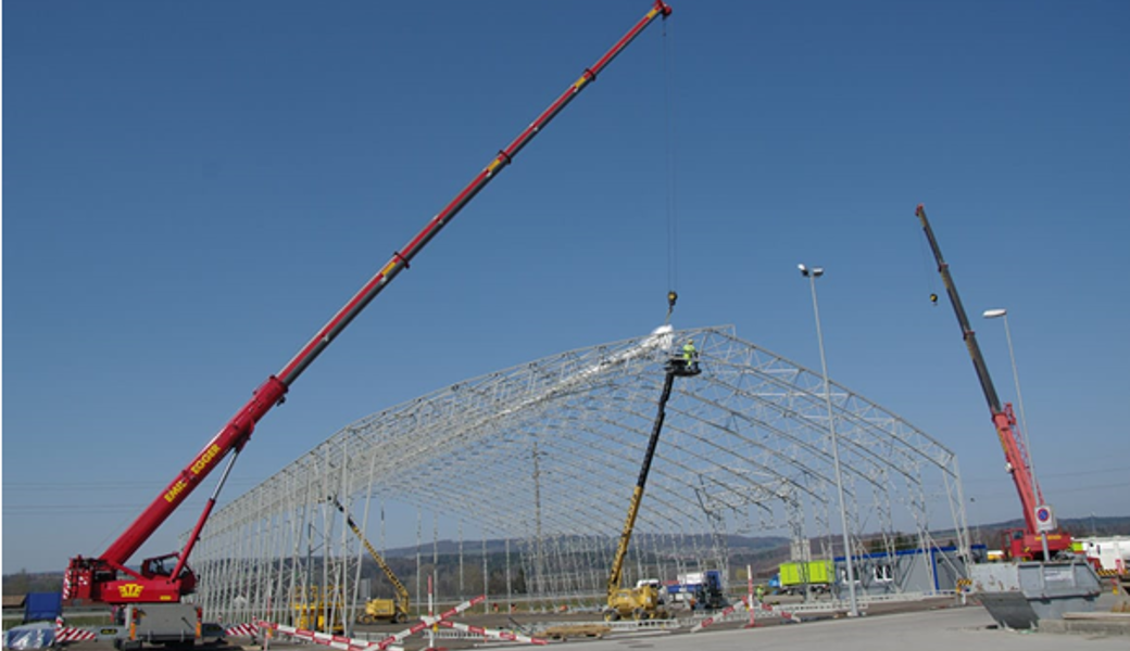 So wird die Halle gebaut (diese befindet sich wie alle anderen, die hier zu sehen sind, im Thurgau).