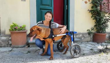 Sie hebt 30 Kilo in den Rollstuhl
