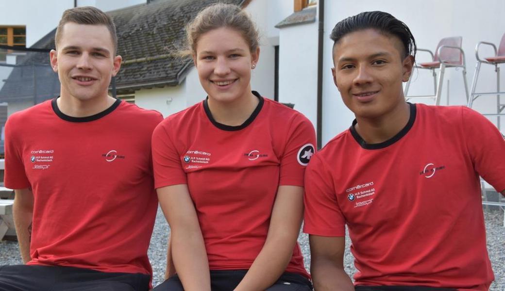 Vorfreude auf die Heim-WM (v.l.): Noah und Ronja Blöchlinger sowie Stiven Thür.