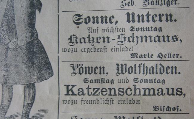 Heute undenkbar: Katzenschmaus-Inserat